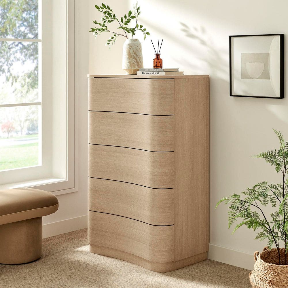 white christmas dresses Brooke Curved 6-Drawer Oak Dresser main image 0