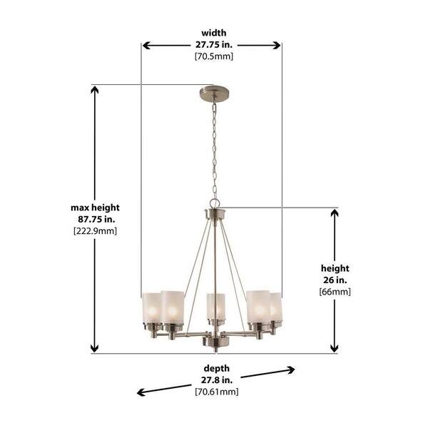 Hampton Bay Hillcrest 5 Light Brushed Nickel Chandelier With Frosted Glass Shades Nb 83307 Hampton Bay Hillcrest 5 Light Brushed, 8 Light Chandelier Wiring Diagram