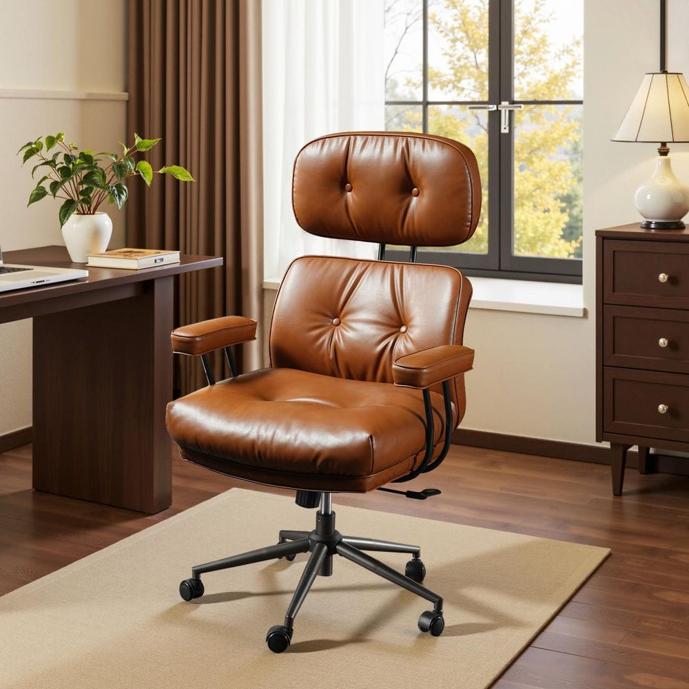 Allwex Aro PU Fabric Swivel Ergonomic Office Task Chair in Light