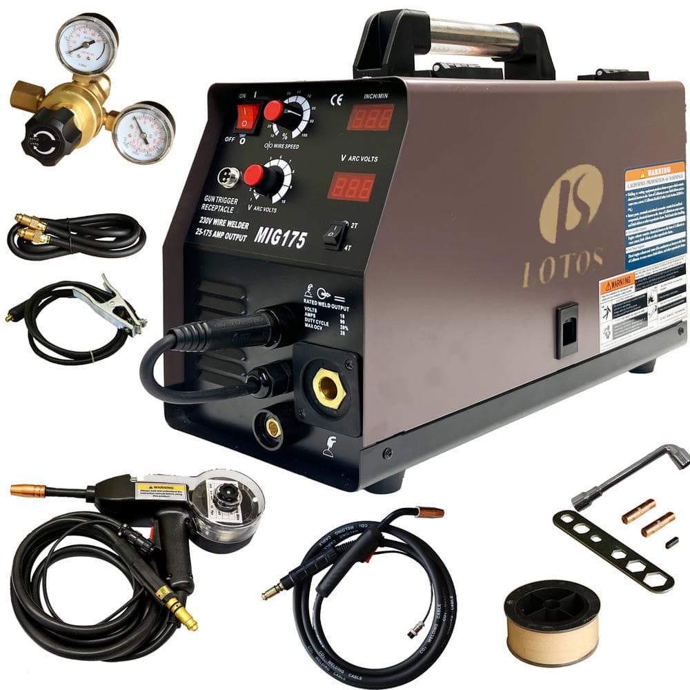 Lotos 175 Amp Mig Wire Feed Welder, Flux Core Welder And Aluminum Gas 