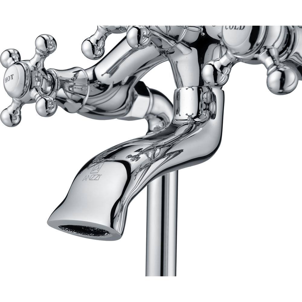 Polished Chrome 3-Handle Clawfoot Tub Faucet with Hand Shower