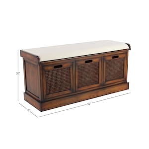 Brown Storage Bench with Upholstered Seat 20 in. X 42 in. X 15 in.