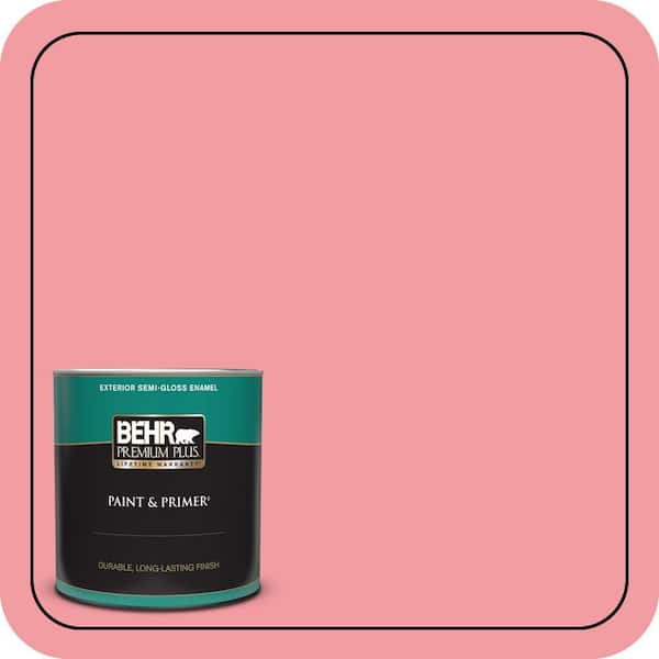 BEHR PREMIUM PLUS 1 qt. #140B-4 Island Coral Semi-Gloss Enamel Exterior Paint & Primer