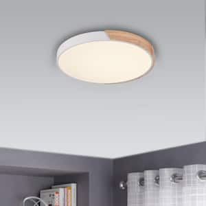 11.81 in. 1-Light White LED Flush Mount Ceiling Light with Acrylic Shade