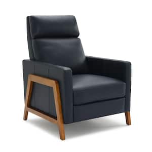 Reed Midnight Blue Top Grain Leather Stationary Push Back Recliner