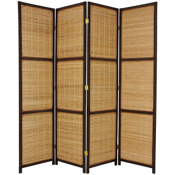 6 ft. Dark Brown 4-Panel Room Divider