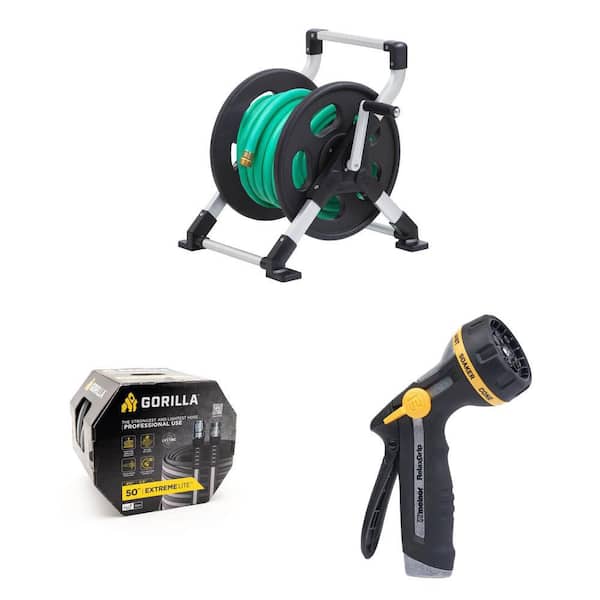 150 ft. Aluminum Hose Reel, 5/8 in. x 50 ft. Hose, and 8-Pattern Nozzle Combo