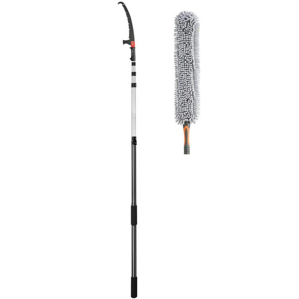 23 in. Steel Blade Extendable 4.9-20 ft Aluminum Pole Tree Pruner Manual Saw for High Branches and Shrubs Trimming