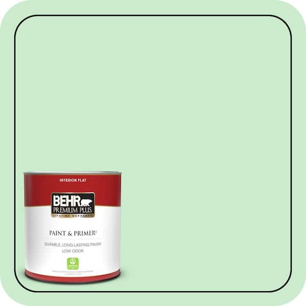 BEHR PREMIUM PLUS 1 qt. #P390-2 Chilled Mint Flat Low Odor Interior Paint & Primer