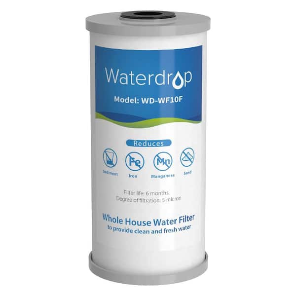 Waterdrop B-WD-WF10F Whole House Replacement Water Filter, Sediment Filter, Replacement for Ispring, Any 10 in. x 4.5 in. System