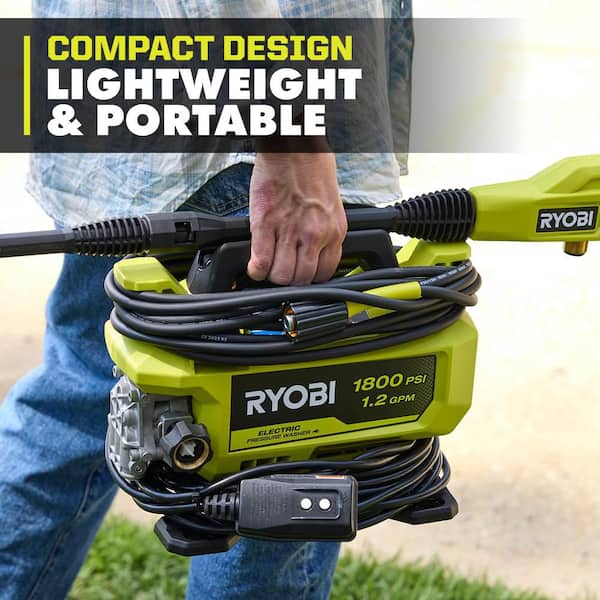 RYOBI 1800 PSI 1.2 GPM Cold Water Corded Electric Pressure Washer RYOBI 1800 PSI 1.2 GPM Cold Water Corded Electric Pressure Washer