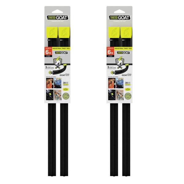 TWISTED GOAT Industrial Heavy-Duty Reusable, Flexible Twist Ties-Two 6 ft. (2-Pack)