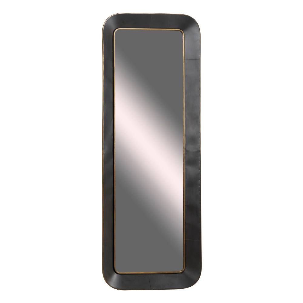 Litton Lane 70 in. x 25 in. Concaved Rectangle Framed Black Wall Mirror ...