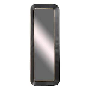 70 in. x 25 in. Concaved Rectangle Framed Black Wall Mirror with Gold Detailing
