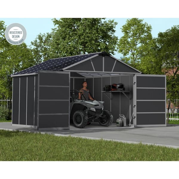 Yukon 11 ft. x 13 ft. Dark Gray Garage Shed