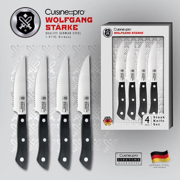 NutriChef 7 in. Stainless Steel Partial Tang Serrated Edge Steak Knife with  PP Handle (Set of 8) NCSK8BK - The Home Depot