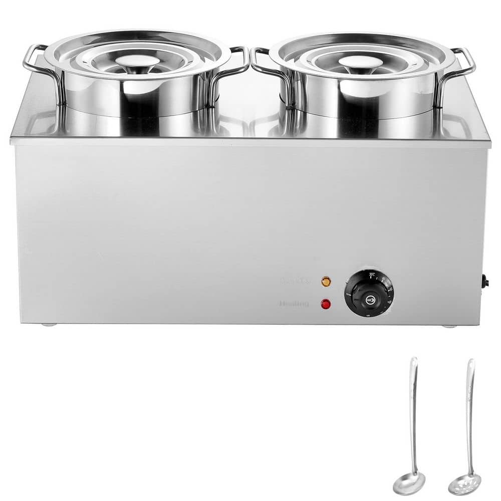 Two 6. 34QT. Electric Soup Warmer 1200W Stainless Steel Pots 86-185°F Temp Bain Marie for Restaurant, Buffet 2025 update price history on PriceWatchPro