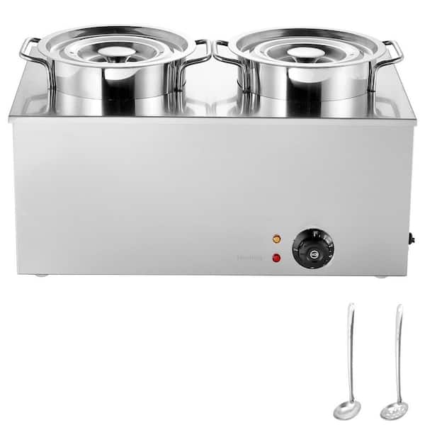 Two 6. 34QT. Electric Soup Warmer 1200W Stainless Steel Pots 86-185°F Temp Bain Marie for Restaurant, Buffet 2025 update