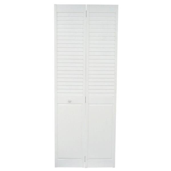 Home Fashion Technologies 30 in. x 80 in. Louver/Panel Primed Solid Wood Interior Closet Bi-Fold Door