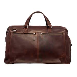 Buffalo Collection 20 in. x 10 in. x 13.5 in. (W x D x H) Brown Leather Top Zipper 20 in. Carry on Duffel Bag