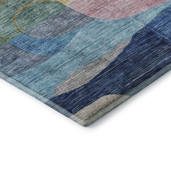 Mayfield Premium Machine Washable Abstract AMF1115 Blue 8 ft. x 10 ft. Area Rug