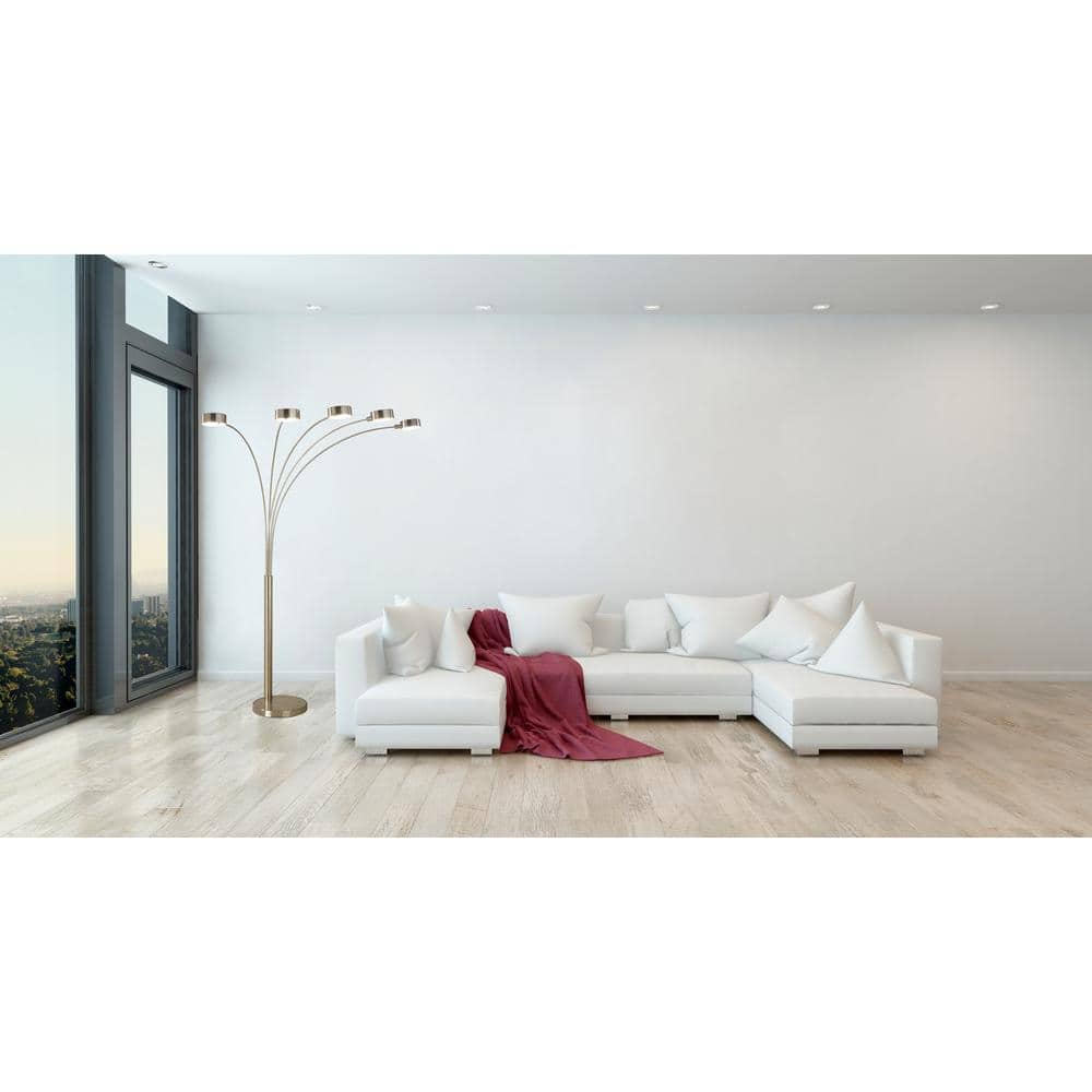 Artiva 88" Brushed Steel Adjustable Multi-Head Arc Floor Lamp