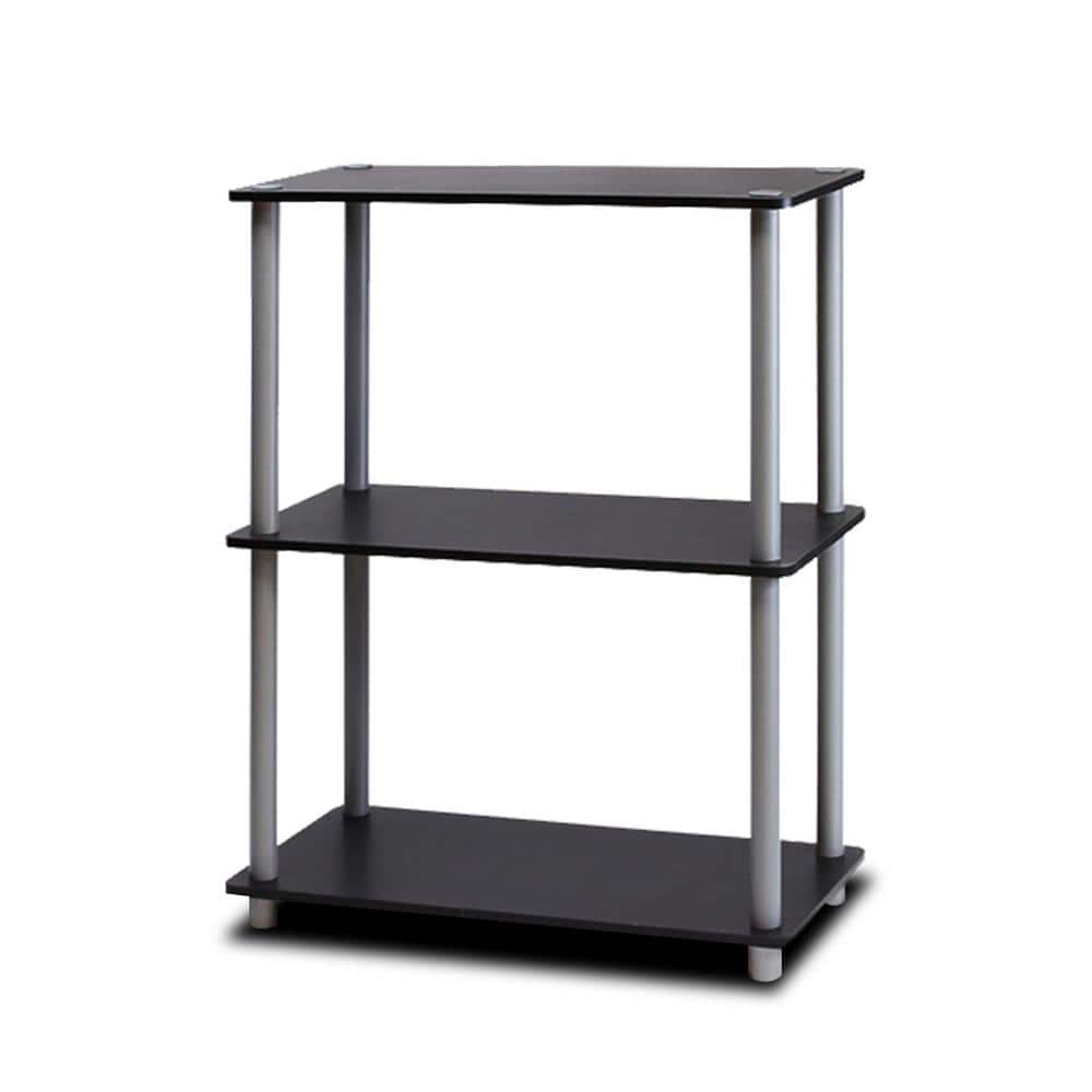 Black and Gray 3-Tier Wood Bookcase with PVC Tubes