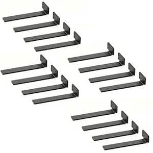 12-Pack 8 in. L Black Floating Shelf Brackets, Wall Shelf Support Brackets with 1/5 in. Thick and 160 lb. Load Capacity