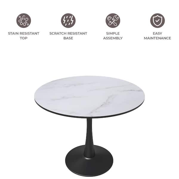Leisuremod Bristol Dining Table 35 in. Round MDF Wood in Black