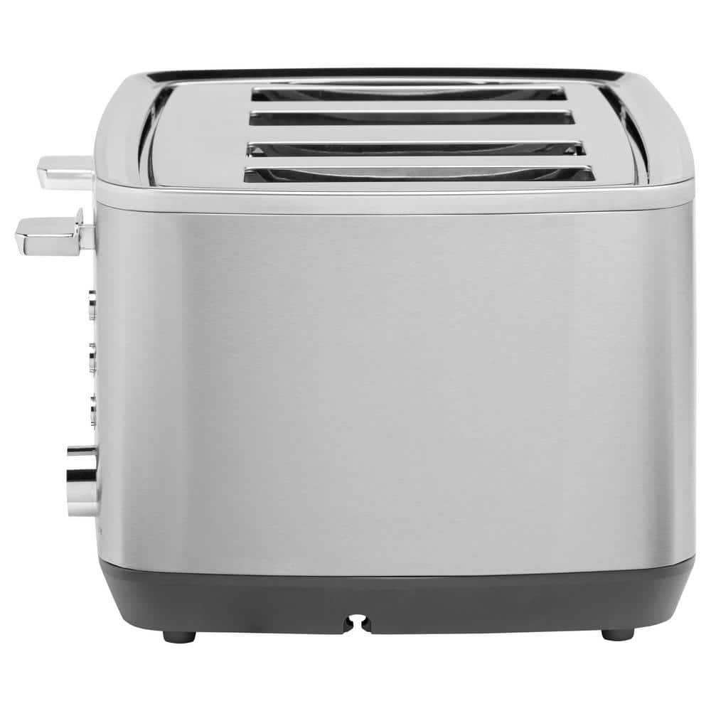 Stainless Steel 4-Slice Toaster with Wide Slots and Crumb Tray