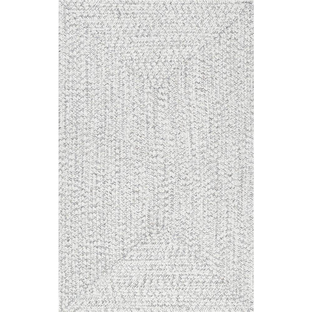Elegant Ivory Braided 6' x 9' Synthetic Indoor/Outdoor Rug