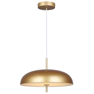 Kelvin 1-Light Integrated LED Gold Contemporary Pendant with Gold Glass Shade