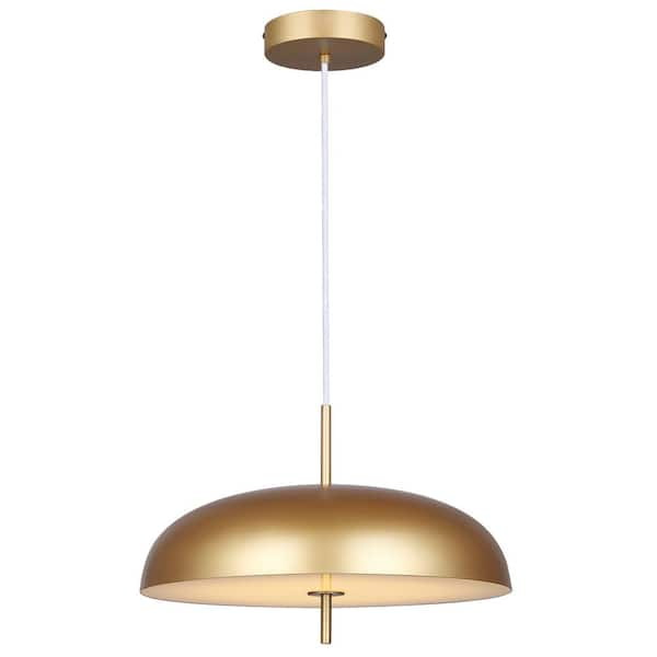 Canarm Kelvin 1-Light Integrated LED Gold Contemporary Pendant with Gold Glass Shade