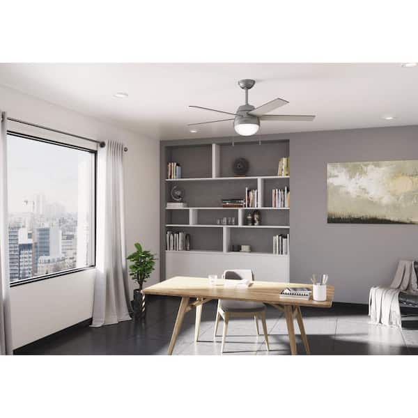 Anslee 52 in. LED Indoor Matte Silver Ceiling Fan with Light Kit