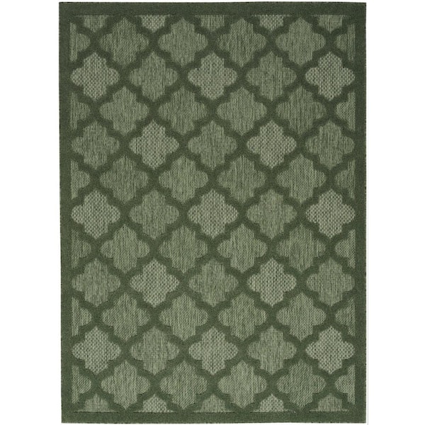 Nourison Easy Care Green 6 ft. x 9 ft. Trellis Contemporary Area Rug
