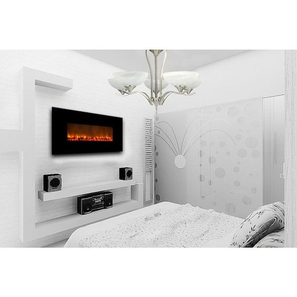 Yosemite Home Decor Carbon Flame 58 in. Wall-Mount Electric Fireplace in Black