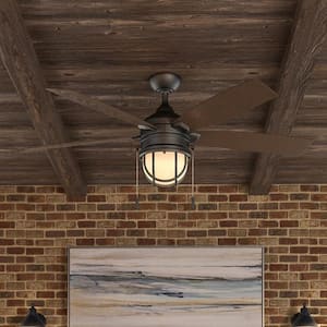 Seaport 52 in. LED Indoor/Outdoor Iron Ceiling Fan with Light Kit