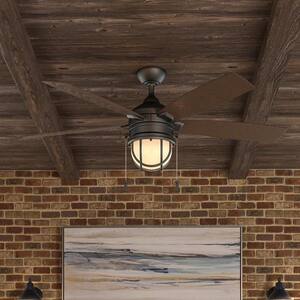 Seaport 52 in. LED Indoor/Outdoor Natural Iron Ceiling Fan with Light Kit