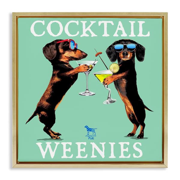 Flashy Cocktail Weenies by Jim Baldwin Gold Floater Frame Food Graphic Art Print 25 in. x 25 in.
