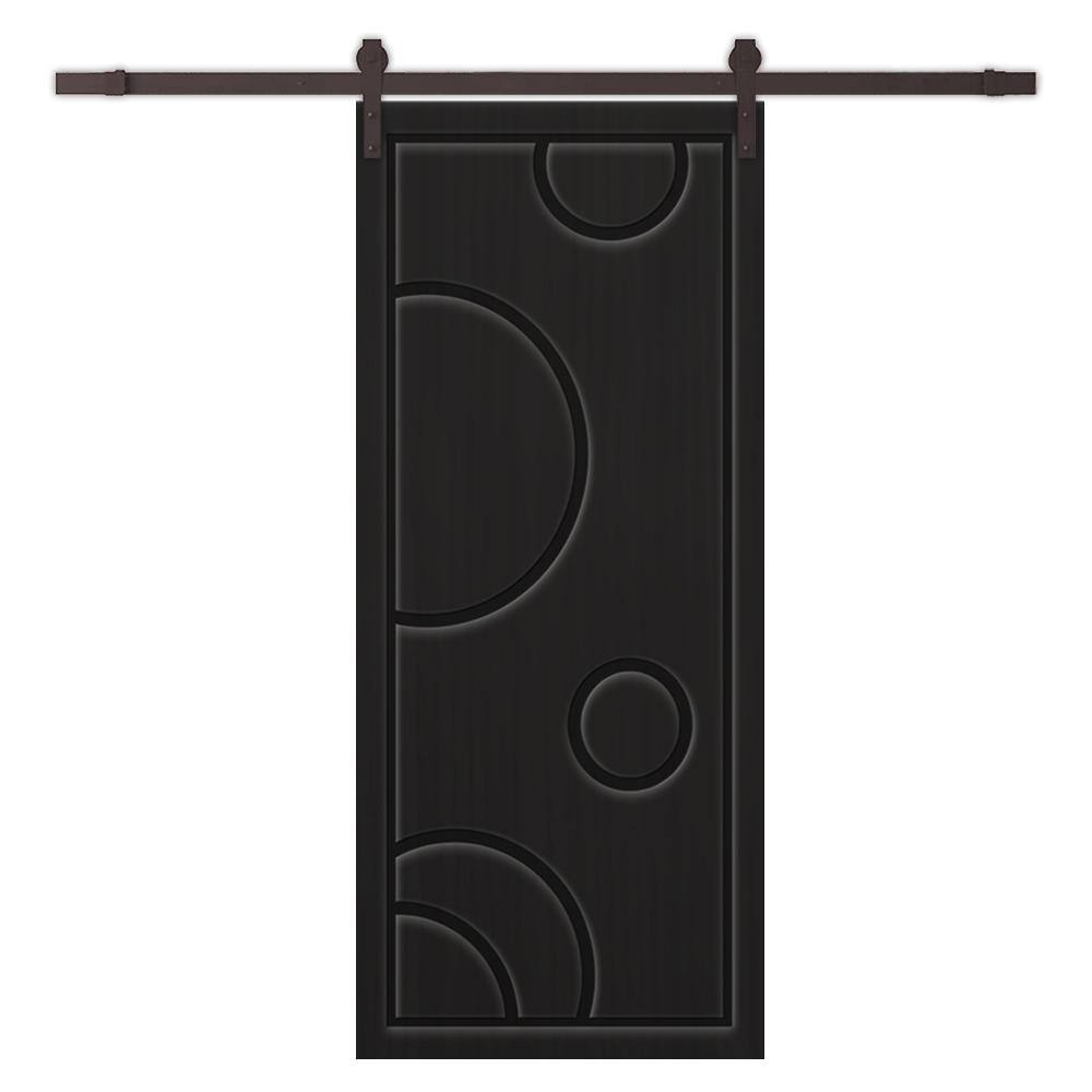 30 in. x 80 in. Black Painted Composite MDF Paneled Interior Sliding Barn Door with Hardware Kit price history on PriceWatchPro