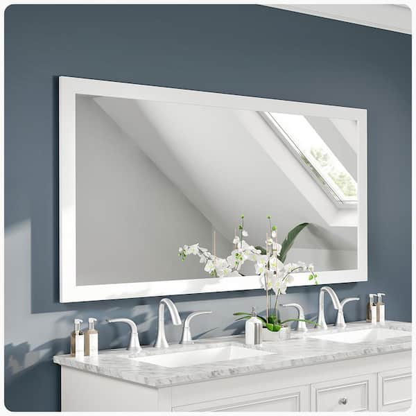 Eviva New York 60 in. W x 30 in. H Framed Rectangular Bathroom Vanity Mirror in White