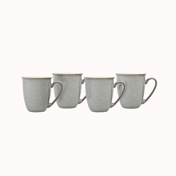 Denby Stoneware Elements Light Grey Set of 4 Coffee 11.15 oz. Beaker/Mugs