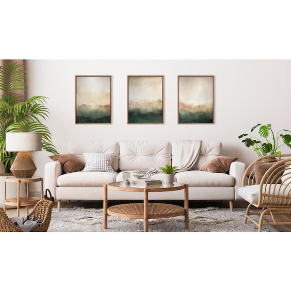 Sylvie "Green Mountain Abstract I, II and III" by Amy Lighthall 3 Piece Beaded Gold Framed Art Print Set 18 in. x 24 in.
