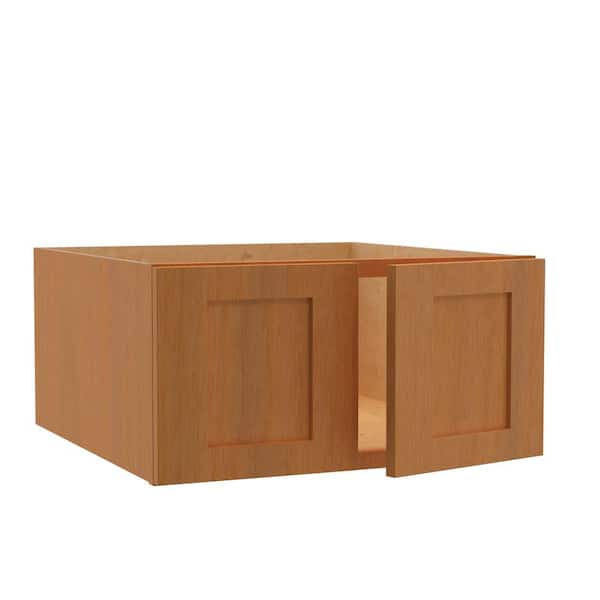 Home Decorators Collection Newport 27 in. W x 24 in. D x 12 in. H Assembled Plywood Wall Bridge Kitchen Cabinet in Cinnamon with Soft Close