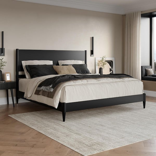 Pasadena Black Wood Frame King Low Profile Platform Bed