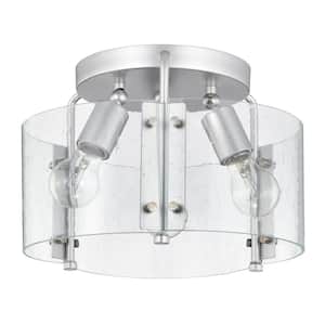13 in. 2-Light Fortuna Indoor Satin Silver Flush Mount Ceiling Light with Light Kit
