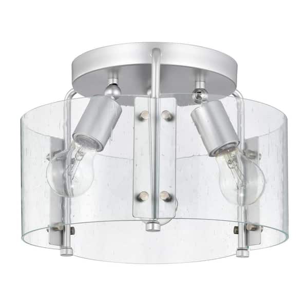Warehouse of Tiffany 13 in. 2-Light Fortuna Indoor Satin Silver Flush Mount Ceiling Light with Light Kit