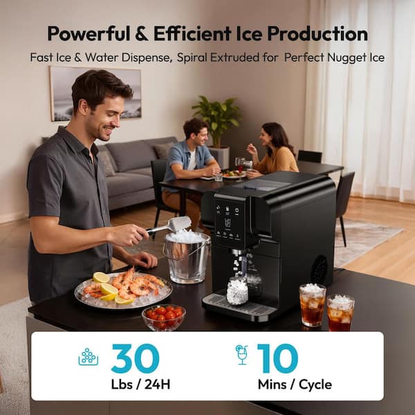 EUHOMY 11.1 in. 30 lbs. Nugget Ice Portable Countertop Ice Maker