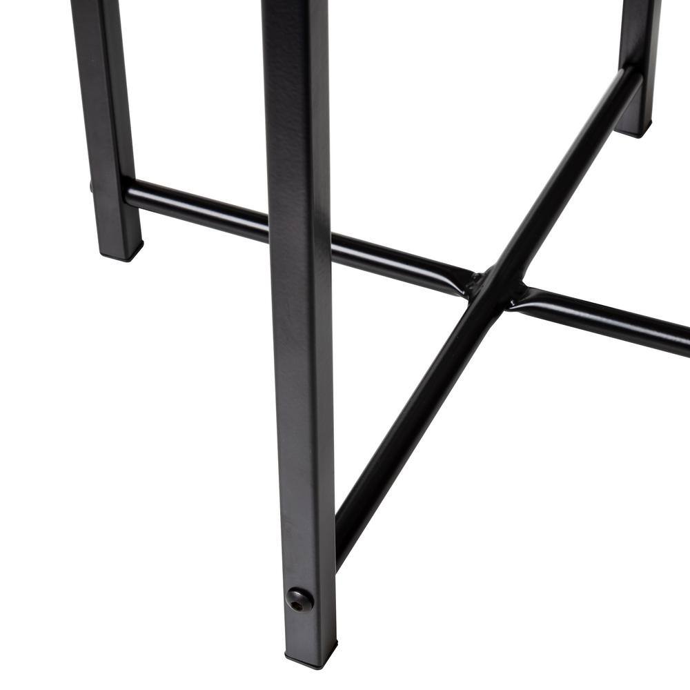 24" Black and Natural MDF Round Side Table with Metal Base