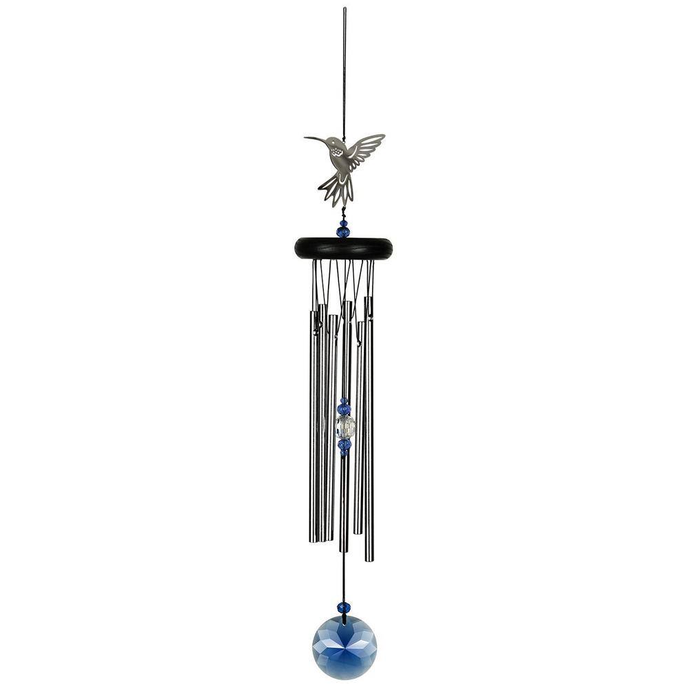 Woodstock 18" Black and Silver Crystal Hummingbird Wind Chime